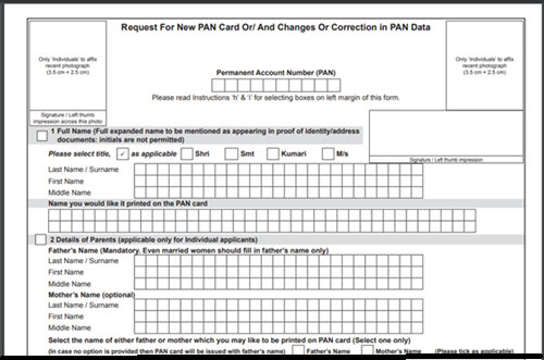 PAN Card Correction PDF