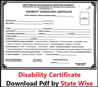 Disability Certificate Pdf Download